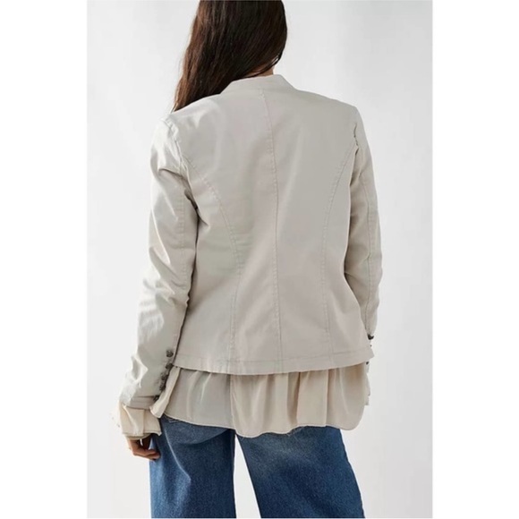 Free People Womens Ruffles Romance Military Jacket Natural Sz small - Picture 5 of 9